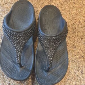 CROCS Black Beaded Women's Sandals
